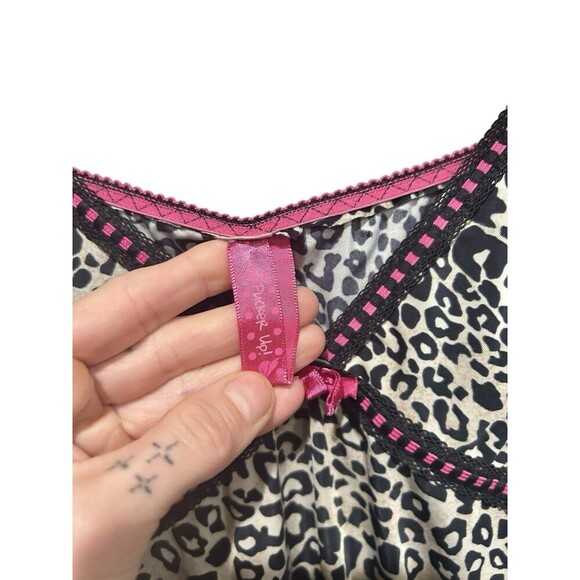 Pucker Up! Womens Slip Dress Animal Print and Pink Size Medium Ruffle Hem 90sY2K - Picture 6 of 6